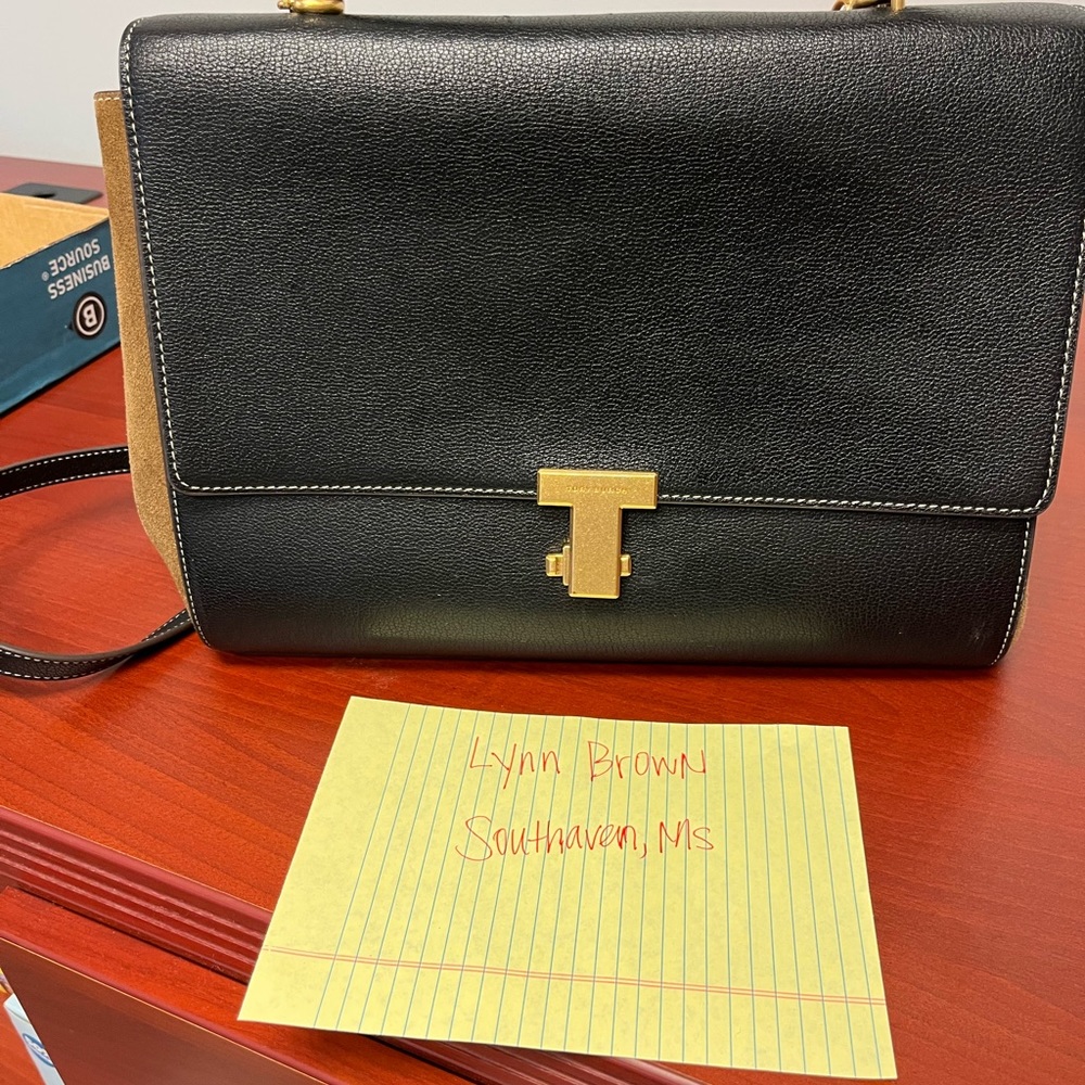 Tory Burch Black and Tan Satchel